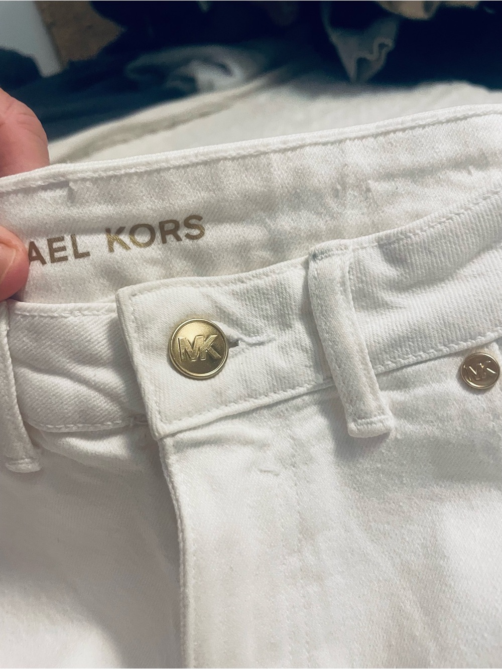 Michael Kors White Women's Jeans with Gold Tag Detail EUC
